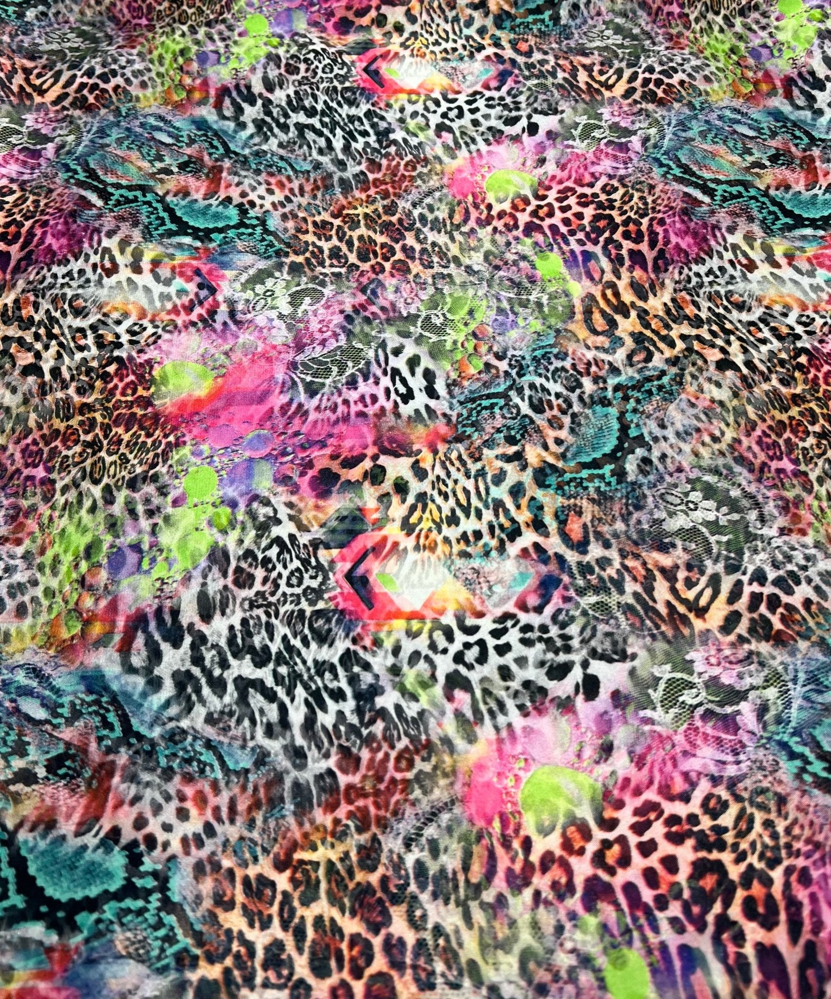 Bright Animal Floral Satin Dress Craft Fabric - T9 Fabrics